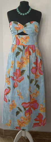 Zara blue floral strapless - zara,