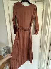 Brown Pleated Maxi Dress Abaya