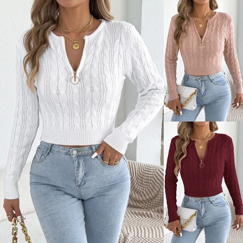 Ladies zip neck long - ladies, sleeves