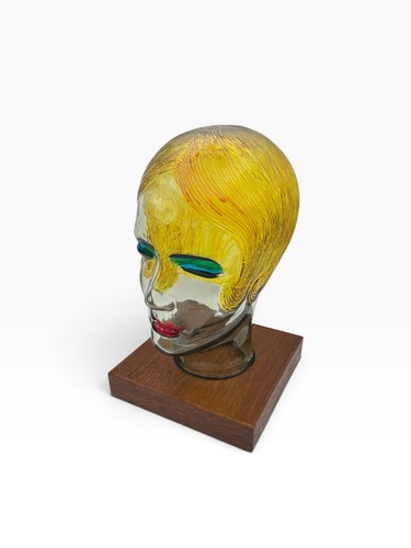 Vintage glass mannequin head - glass,