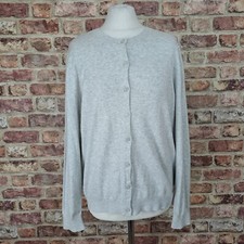 John Lewis Cardigan Womens 16 Light Grey Round Neck Button Up