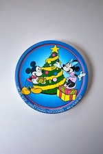 Vintage Disney - Round Minnie And Mickey Mouse Biscuit / Cake / Cookie Tin