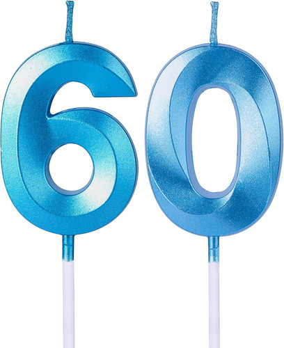 Blue 60th birthday - 60th, candles