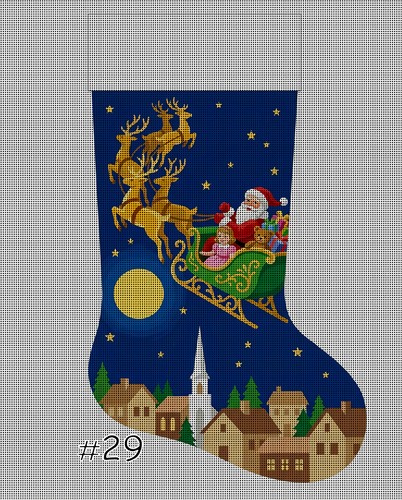 Santa sleigh moon - sleigh, painted