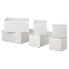2 x Ikea Skubb set of 6 drawer organiser storage boxes NEW white 004.285.49
