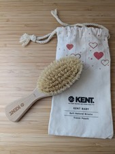 Kent Baby Soft Bristle Beechwood Hair Brush with Canvas Travel Pouch BA29
