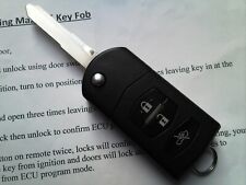 GENUINE MAZDA 2 3 6 MX5 RX7 RX8 ETC (V41522)3BTN REMOTE ALARM FLIP UNCUT KEY FOB