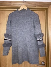 May by shinging star Faux Fur Embellished Oversized Jumper in Grey One Size £50
