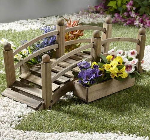 Wooden planter bridge flowers - planter,