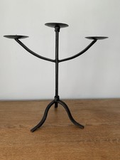 Vintage Black Wrought Iron 3 Arm Candelabra Gothic 
