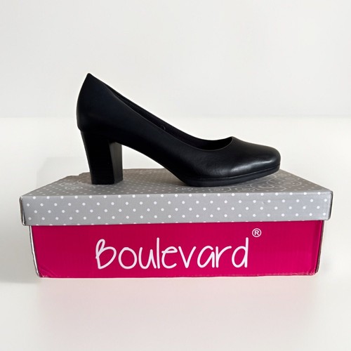 Ladies plain black court - ladies, heel