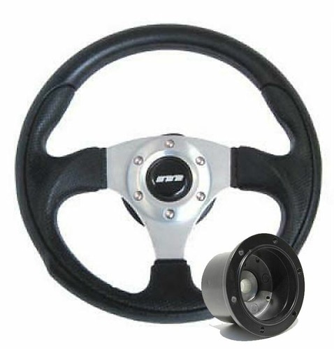 320mm black leather steering - leather,