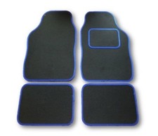 UNIVERSAL CAR FLOOR MATS BLACK + BLUE TRIM - FOR ROVER 25 45 75 600 MGF TF CITY