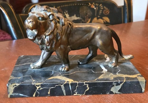 Spelter lion marble - spelter,