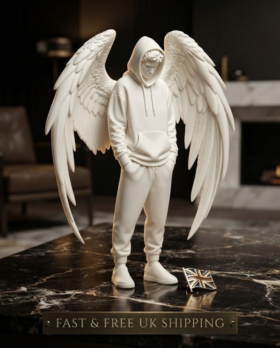 Hooded angel statue winged - statue,