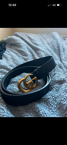 Gucci black leather belt - leather, gold