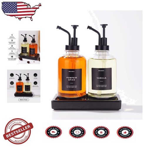 Glass syrup dispenser set - dispenser,