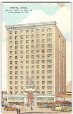 HOTEL CECIL Postcard 1920s LOS ANGELES Famous Murders Weird Haunted Antique