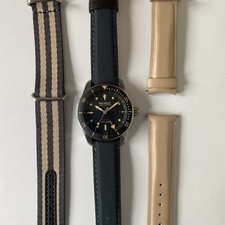 Bremont Supermarine S302-BK-R-S with 40mm Steel case and Black dial. X3 straps 