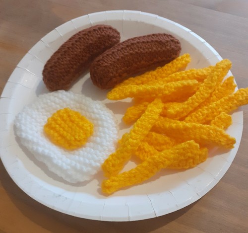 Hand knitted egg sausages - knitted,
