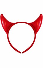 Red Halloween Devil Horns Shiny Headband Fancy Dress Costume Accessory