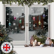 Christmas stained glass Bauble snowflakes Window Stickers Clings Reusable CLING