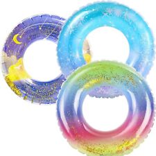 Inflatable Swim Ring Swimming Pool Float Lounger Beach Rainbow Kids Adults UK