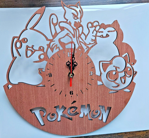 Pokemon clock laser cut - pokemon,