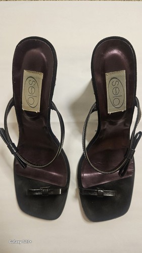 Ladies black high - black, sandals