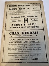 Rare Barrow v Hull KR 15/01/1949 Rugby League Programme