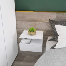 Floating Nightstand Set of 2, Wall Mounted Bedside Cabinet with Drawer HOMCOM