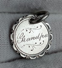 Antique Victorian 1857 silver Love token / charm pendant - Grandpa