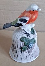 Vintage painted ceramic/china hand bell with bird on top - approx 12cm tall
