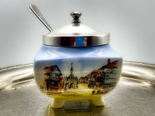 Vintage jam pot - vintage, spoon