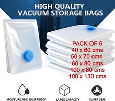 6 x STRONG VACUUM STORAGE SPACE SAVING BAGS VAC BAG SPACE SAVER VACCUM VACUM BAG