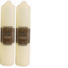 2 Unscented Thick Round White Classic Church Pillar Table Candles Long Burn Time