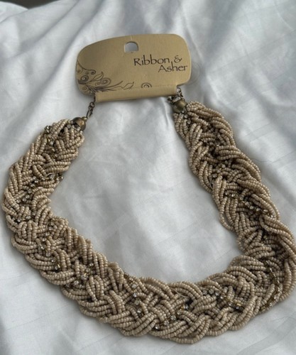 Ribbon asher cream beaded - &,