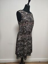 Connected Apparel Dress UK10 Black/Brown/White Pattern Part Lined Sleeveless