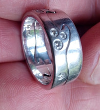 GEORG JENSEN "  Fusion "  2  Part 18ct  White GOLD  & DIAMOND  Ring Size 54 (N)