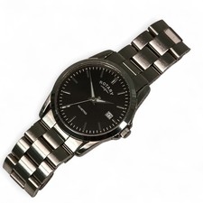 Men's Rotary Wristwatch 100m Black Dial Silver Stainless Steel Working Preloved