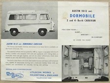 AUSTIN 10-12 cwt DORMOBILE 2 & 4 BERTH CARAVAN Sales Leaflet Oct 1961