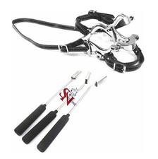 Equine Dental Pony Speculum & Leather Straps with Set of 3 Equine Dental Float