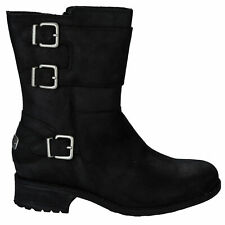 UGG® AUSTRALIA WILCOX BLACK LEATHER BIKER BOOTS UK 3.5 EUR 36 USA 5 RRP £165