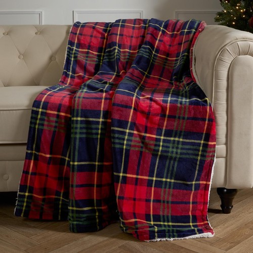 Ohs tartan throw sherpa - tartan,