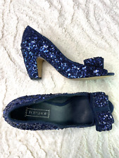 TopShop Jingle Sparkle Cobalt Blue High Heel Court Shoes Christmas Party UK sz 4