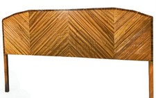 Large Art Deco Emperor size walnut and Macassar headboard 7 Ft