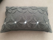 Paoletti Grey Wool Decorative CUSHION  with Inner 19'×12"