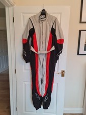 Alpinestars Karting Kart Race Suit Size 44 Euro with bag Silver Red Black