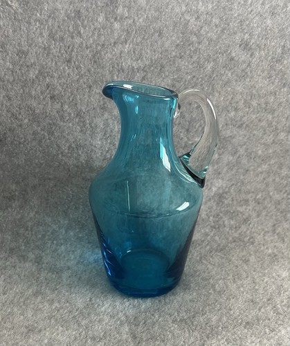 Vintage krosno blue glass jug - krosno,