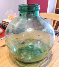 A LARGE VINTAGE FRENCH VIRESA GREEN  GLASS TERRARIUM / CARBOY BOTTLE PLANTER
